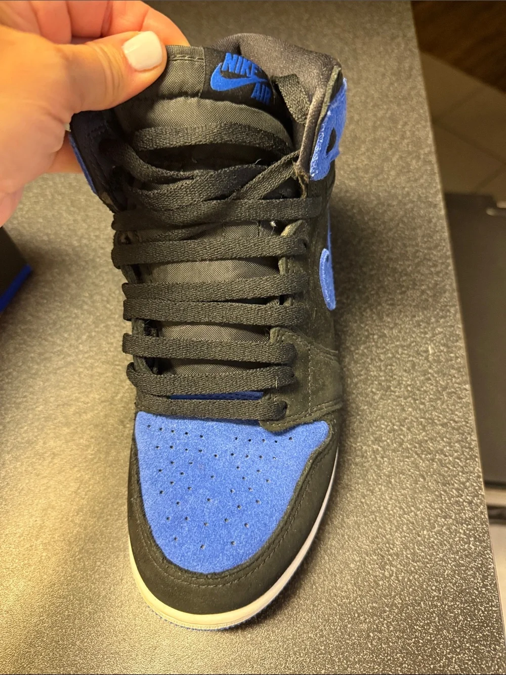 Nike Air Jordan 1 Mid Black & Royal Blue Suede Sneakers